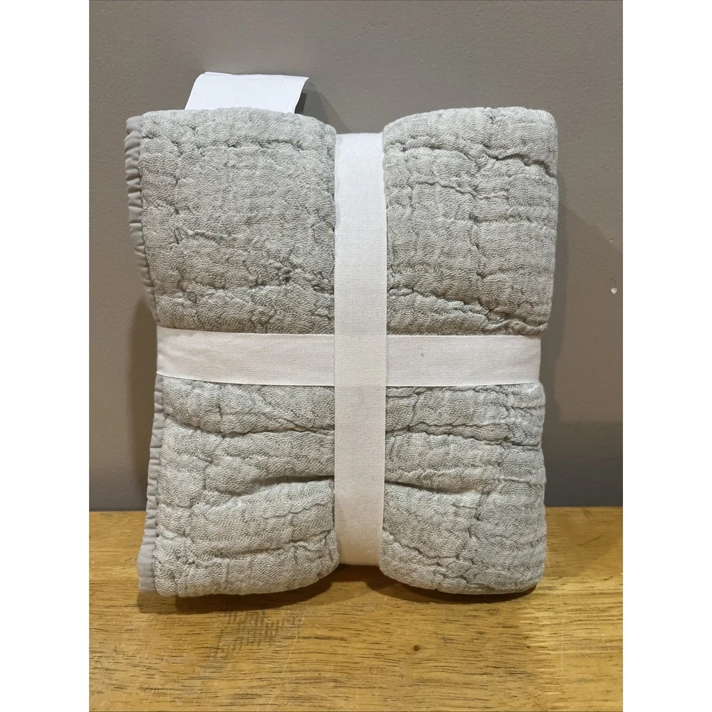 Pottery Barn Cloud Handcrafted Cotton/linen Quilted Euro Sham (1) Clay Lt Gray